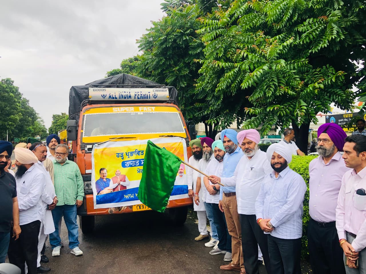 Finance Minister Harpal Singh Cheema Flags off Five Truckloads of Relief Material from Mohali to Ajnala